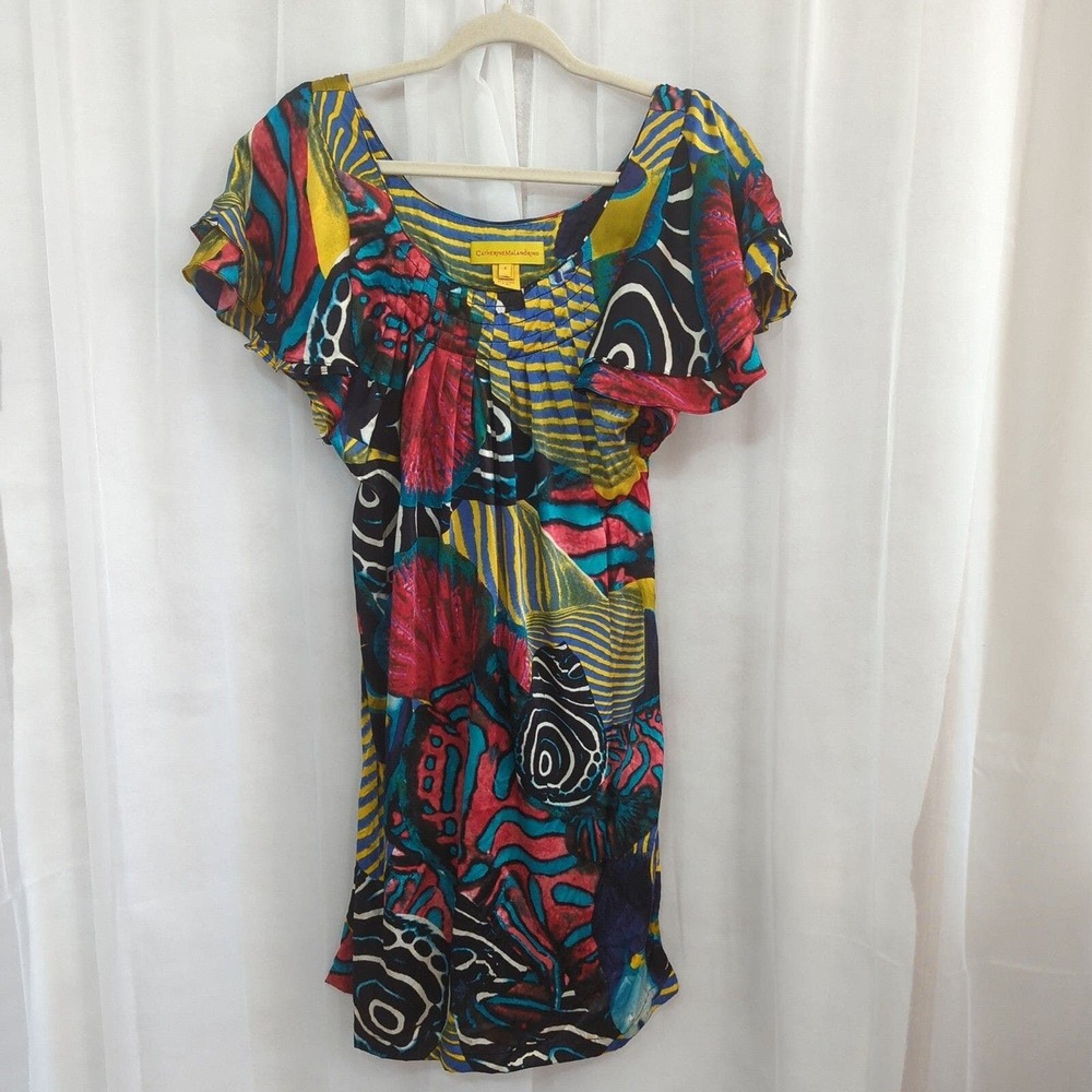 Catherine Malandrino Silk Dress Womens Size 8 Flutter‎ Sleeve